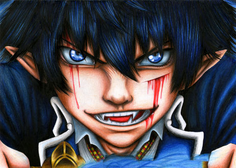 Обои на рабочий стол Okumura Rin / Окумура Рин из аниме Синий Экзорцист / Ao no Exorcist / Blue Exorcist