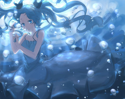 Обои на рабочий стол Vocaloid Hatsune Miku / Вокалоид Хатсуне Мику под водой