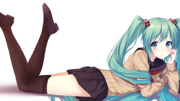 Обои на рабочий стол Vocaloid Hatsune Miku / Вокалоид Хатсуне Мику в школьной форме