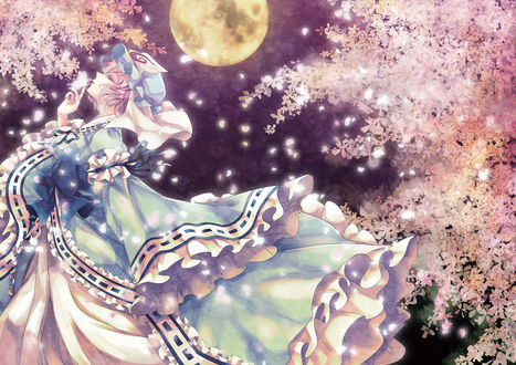 Обои на рабочий стол Yuyuko Saigyouji / Ююко Сайгедзи из игры Проект Восток / Touhou Project