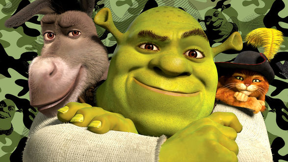 Обои на рабочий стол Компьютерный полнометражный анимационный фильм Shrek 3 / Шрек-3 с персонажами из мультфильма