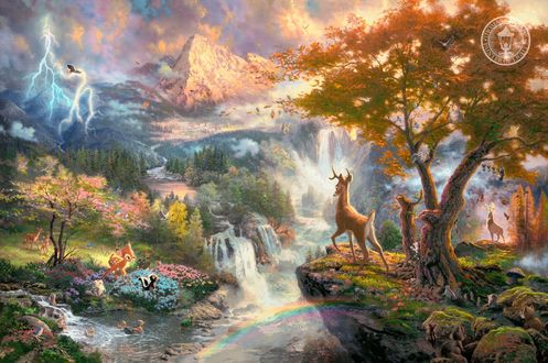 Обои на рабочий стол Картина Бемби / Bambi из коллекции Диснеевские Мечты / Disney Dreams, художник Томас Кинкейд / Thomas Kinkade