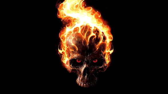 Обои Пылающий огнем череп на рабочий стол Обои Пылающий огнем череп на рабочий стол