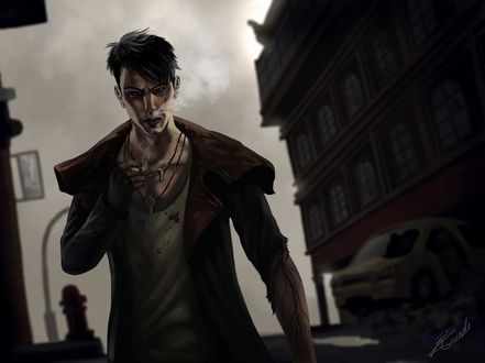 Обои на рабочий стол Dante / Данте из игры Devil May Cry курит