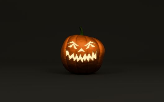 Обои на рабочий стол Тыква на темном фоне к празднику Хэллоуин / Halloween