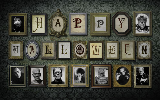Обои на рабочий стол Фото персонажей из старых фильмов ужасов (Happy Halloween)