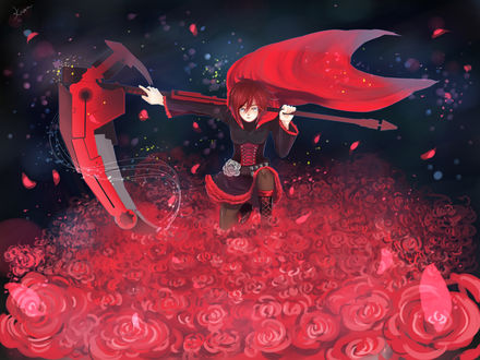 Обои на рабочий стол Ruby Rose / Руби Роуз из аниме RWBY ((Red, White, Black, Yellow)