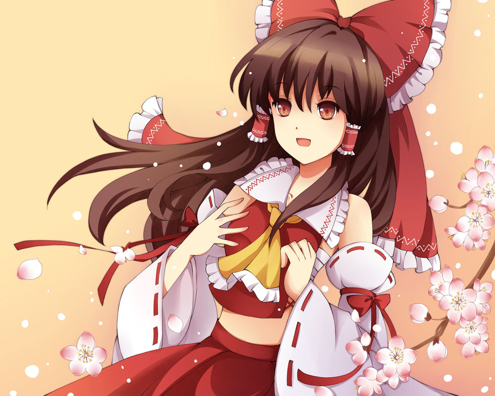 Обои на рабочий стол Reimu Hakurei / Рейму Хакурей из игры Проект Восток /  Touhou Project, обои для рабочего стола, скачать обои, обои бесплатно