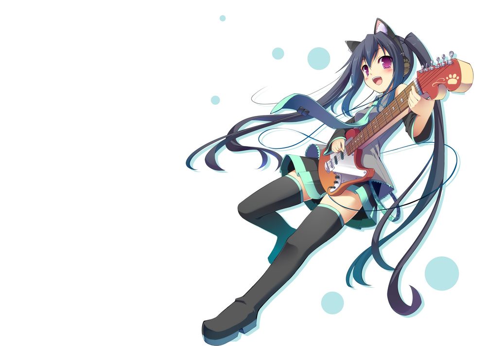 Обои для рабочего стола Азуса Накано / Nakano Azusa из аниме Клуб легкой музыки / K-ON с гитарой в руках