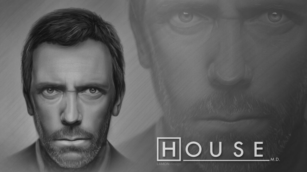 Обои для рабочего стола Хью Лори / Hugh Laurie в роли Доктора Хауса из сериала Доктор Хаус / House M. D