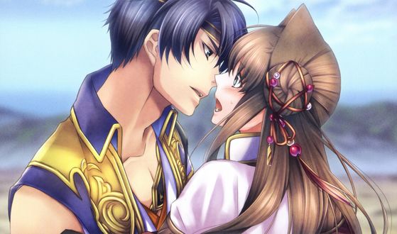 Обои на рабочий стол Kakouton & Kanu из игры Jyuzaengi ~Engetsu Sangokuden~/ Исторический роман Тринадцатого Зодиака. Сказание о Полумесяце Троецарствия