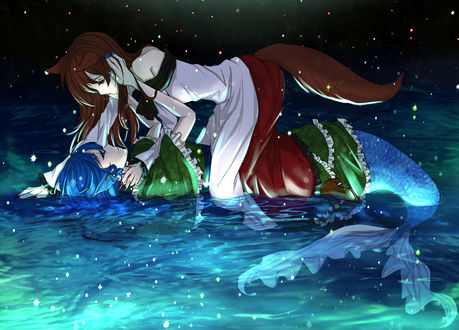 Обои на рабочий стол Wakasagihime и Imaizumi Kagerou / Кагеро Имаидзуми из игры Tohou Project / Проект Восток