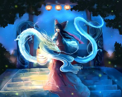 Обои на рабочий стол Hakurei Reimu / Рейму Хакурей из игры Touhou Project / Проект Восток