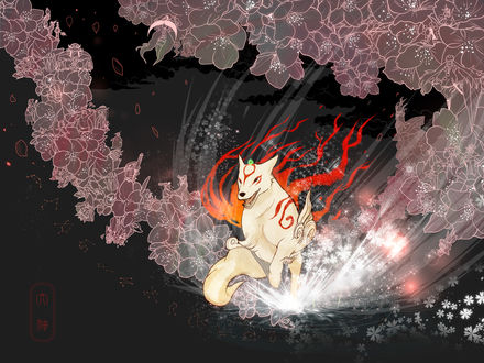 Обои на рабочий стол Amaterasu / Аматерасу из игры Okami