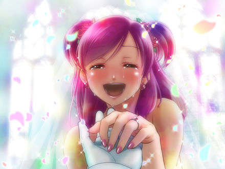 Обои на рабочий стол Плачущая Yumehara Nozomi / Нозоми Юмехара из аниме Yes! Pretty Cure / Да! Хорошенькое лекарство