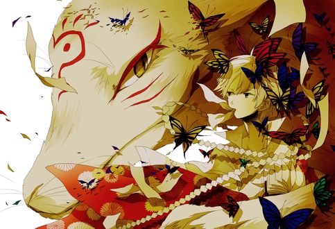 Обои на рабочий стол Нацуме Такаши / Natsume Takashi и Мадара / Madara из аниме Тетрадь дружбы Нацуме / Natsume Book of Friendship / Natsume Yuujinchou