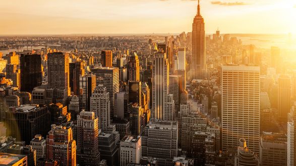 Обои на рабочий стол Вид на утренний Нью-Йорк, США / New York City, USA