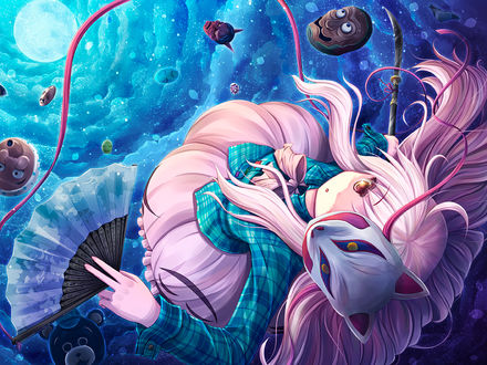 Обои на рабочий стол Hata no Kokoro / Хата но Кокоро из игры Touhou Project / Проект Восток