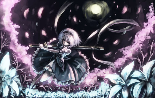 Обои на рабочий стол Ёму Конпаку / Youmu Konpaku из игры Проект Восток / Touhou Project