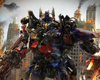 Обои на рабочий стол Оптимус Прайм / Optimus Prime камондир автоботов фрагмент из мультфильма трансформеры 3 темная сторона / Transformers: Dark of the Moon