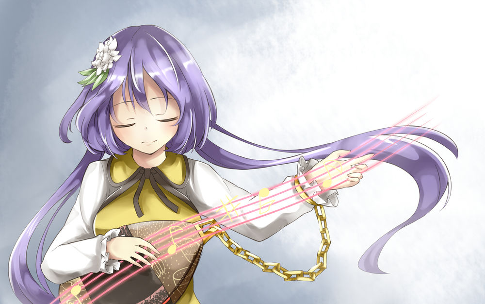 Обои для рабочего стола Tsukumo Benben / Тсукумо Бенбен из игры Проект Восток / Touhou Project