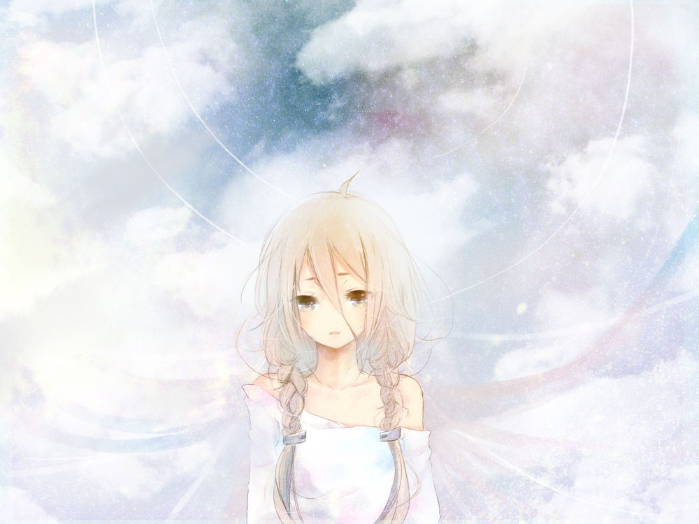 Обои для рабочего стола Vocaloid Ia / Вокалоид Йа на фоне неба
