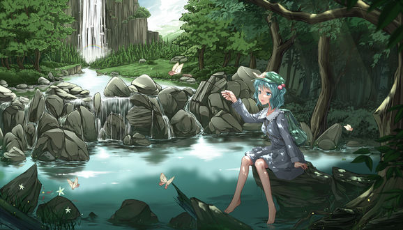 Обои на рабочий стол Kawashiro Nitori / Каваширо Нитори из игры Проект Восток / Touhou Project, художник Zzz36951