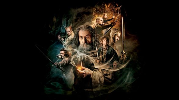 Обои на рабочий стол Персонажи фильма Хоббит. Опустошающий смог / The Hobbit The Desolation of Smaug