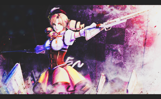 Обои на рабочий стол Мами Томоэ / Mami Tomoe из аниме Девочка-Волшебница Мадока Магика / Mahou Shoujo Madoka Magica