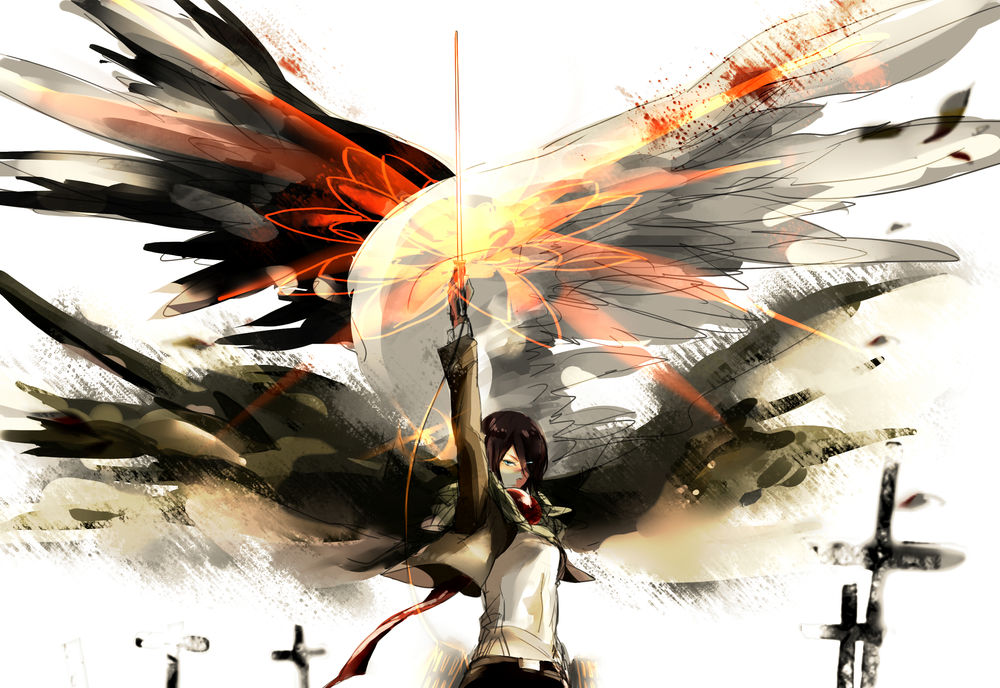 Обои для рабочего стола Микаса Аккерман / Mikasa Ackerman из аниме Атака Титана / Attack on Titan / Shingeki no Kyojin