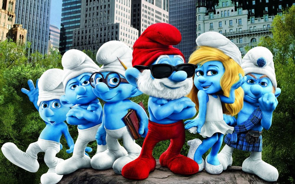 Обои для рабочего стола Гномики / Smurfs на фоне города