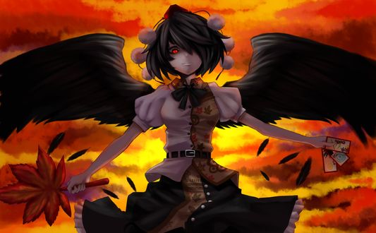 Обои на рабочий стол Aya Shameimaru / Ая Шамеймару из игры Проект Восток / Touhou Project, art by Emerane