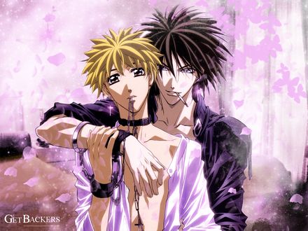 Обои на рабочий стол Amano Ginji / Амано Гинджи и Ban Mido / Бан Мидо из аниме Getbackers / Агенство по возврату утраченного