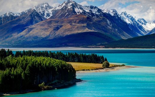 Обои на рабочий стол Lake Tekapo, New Zealand / Озеро Текапо, Новая Зеландия на фоне красивой природы