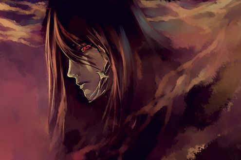 Обои на рабочий стол Портрет парня в профиль, арт от Kitamura Koume],