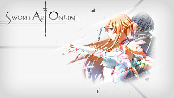 Обои на рабочий стол Кирито и Асуна / Kirito and Asuna из аниме Мастера Меча Онлайн / Sword Art Online