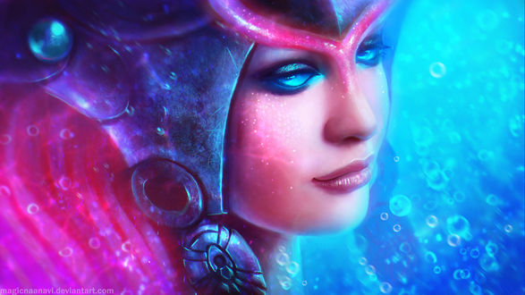 Обои на рабочий стол Девушка под водой, художник magicnaanavi