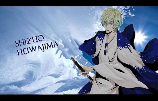 Обои на рабочий стол Heiwajima Shizuo / Хэйваджима Шизуо с катаной в руках из аниме Durarara!/Дюрарара!