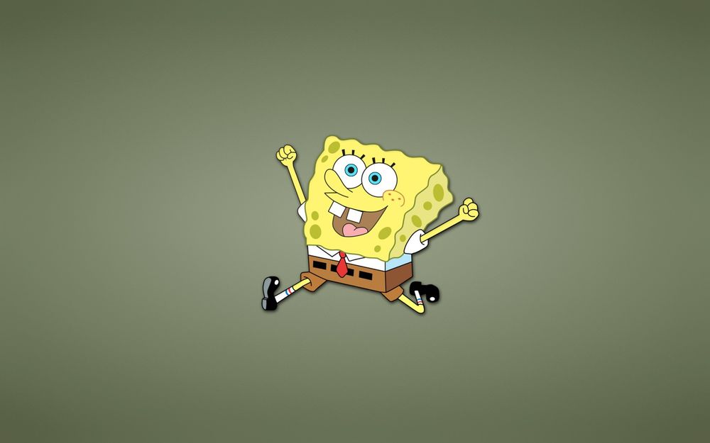Обои для рабочего стола Радостный Губка Боб / Sponge Bob из мультсериала Губка Боб Квадратные Штаны / Sponge Bob Square Pants бежит на встречу новым приключениям