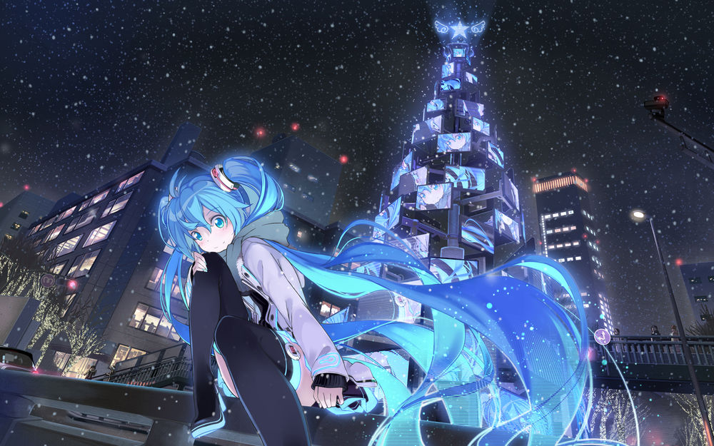 Обои для рабочего стола Vocaloid Hatsune Miku / Вокалоид Хатсуне Мику, art by Beek