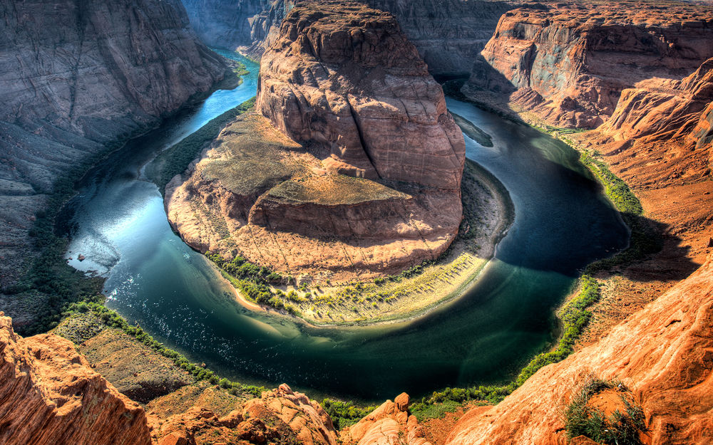 Обои для рабочего стола Меандр реки Колорадо / Colorado River под названием Подкова / Horseshoe Bend, штат Аризона, США / Arizona, USA