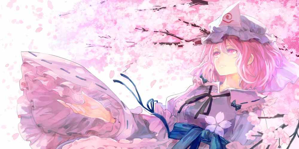 Обои для рабочего стола Юко Сайгедзи / Saigyouji Yuyuko из анимешной игры Тохо / Touhou
