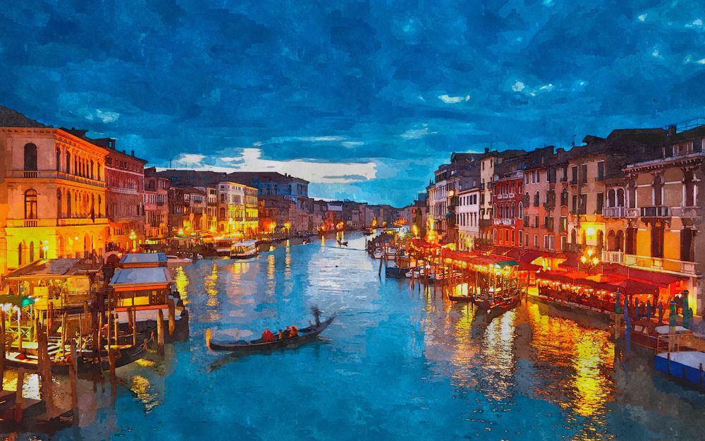 Обои для рабочего стола Вечерняя Венеция, Италия / Venesia, Italy