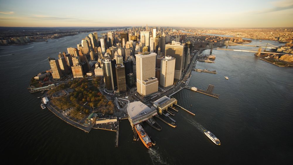 Обои для рабочего стола Корабли у причала Манхэттена, США / Manhattan, USA