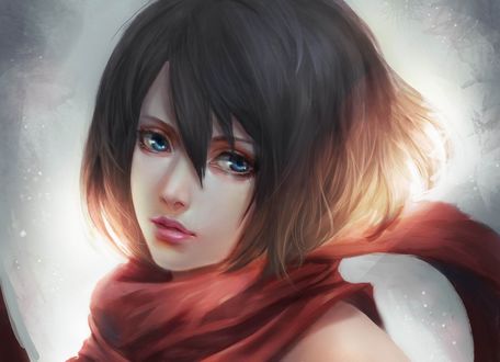 Обои на рабочий стол Микаса Акерман / Mikasa Ackerman из аниме Атака Титана / Attack on Titan / Shingeki no Kyojin