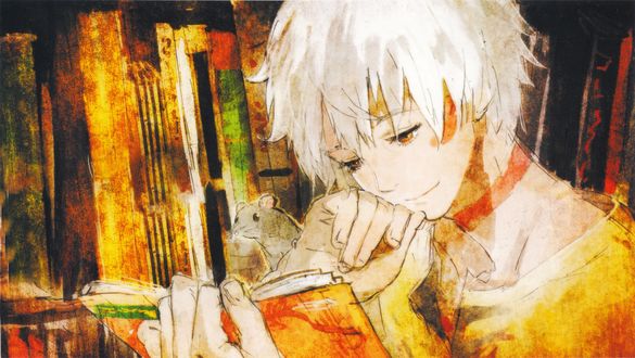 Обои на рабочий стол Шион / Сион / Shion из аниме Шестая зона / No. 6 читает книгу