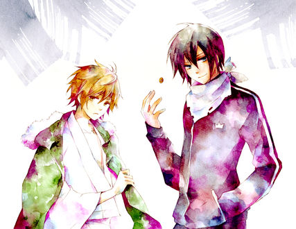 Обои на рабочий стол Yato / Ято и Yukine / Юкине из аниме Noragami / Норагами