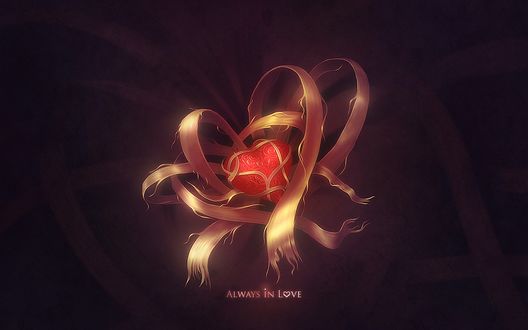 Обои на рабочий стол Сердце в лентах, Always in love / Всегда в любви