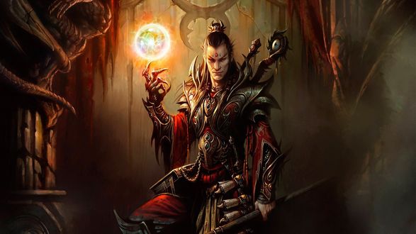 Обои на рабочий стол Чародей / Wizard, арт к игре Diablo 3