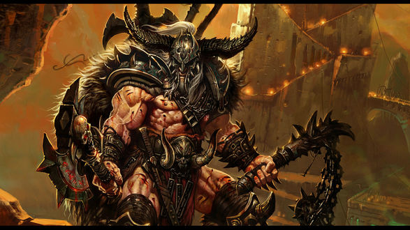 Обои на рабочий стол Варвар / Вarbarian, арт к игре Diablo 3